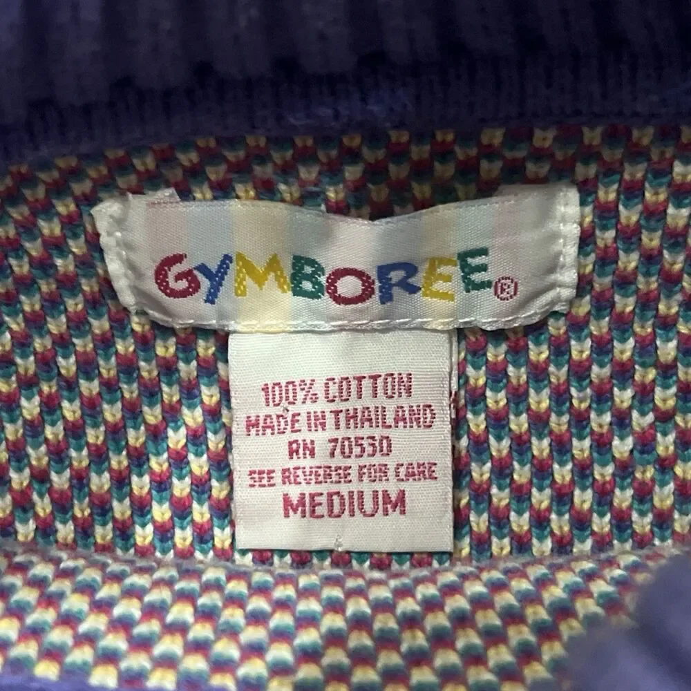 Vintage 90s Gymboree Rainbow Tag Sweater Plaid Heart Floral Cotton Girls Medium